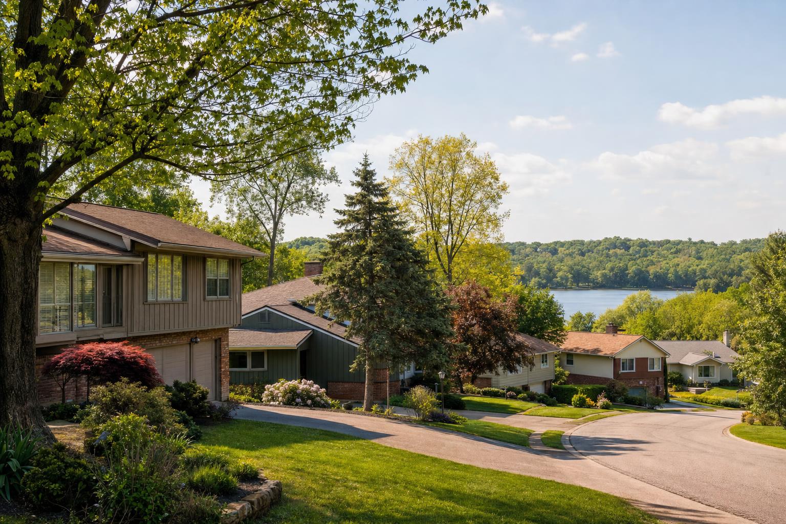 Editorial neighborhood illustration for Bass Lake in Chardon, OH