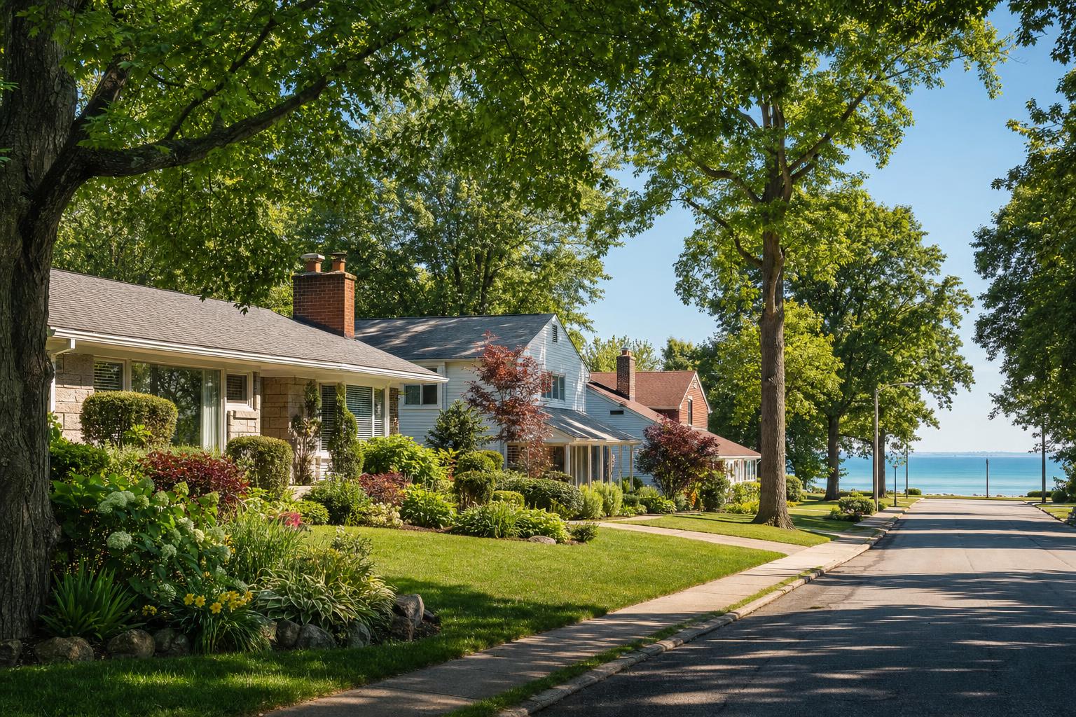 Editorial neighborhood illustration for Gilchrists Brookwood Beach Estates in Eastlake, OH