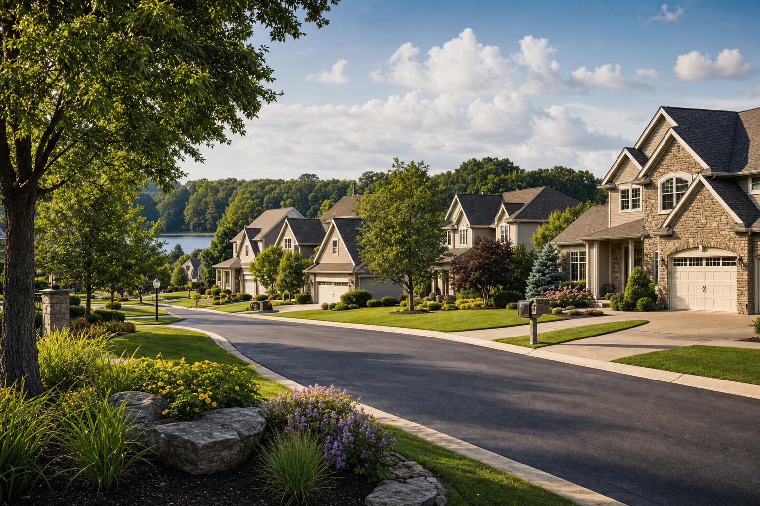 Editorial neighborhood illustration for Lake Royale in Kent, OH